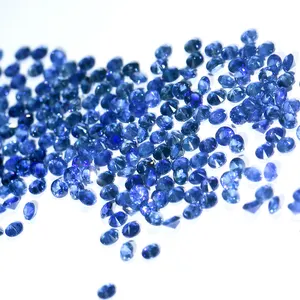 Diamond cut natural blue sapphire loose gemstone round brilliant cut natural blue sapphire stone