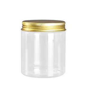 Recipiente de creme cosmético 8 oz, recipiente de pote de creme para animais de estimação, frascos de plástico com tampa transparente branca e preta de ouro