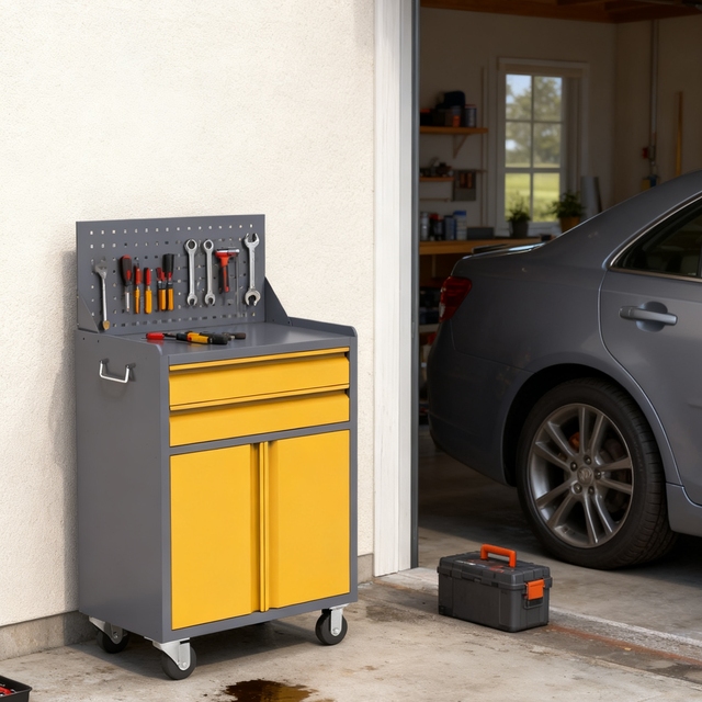 Mechanic Metal Tool Storage Cabinet with 2 Drawers Ball Bearing Slides & Keyed Locking System-OEM Garage Roller Cabinet