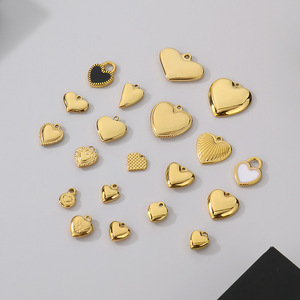 Pendentifs en forme de cœur pour collier et bracelet DIY, disponibles en plusieurs styles, couleurs et tailles |   Acier inoxydable PVD |   Imperméable et hypoallergénique - Product Image 2