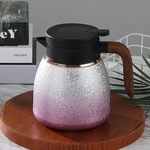 Gradient Pink Silver Stainless Steel Vacuum <b>Tea</b> Pot 1100ml With Lid Heat Resistant <b>Thermos</b> For Household Use - Product Image 1
