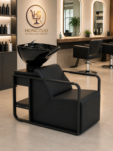 Sillón de Lavado de Cabello Moderno y de Lujo, Semi-Reclinable, con Lavabo Profundo de Cerámica para Salón de Belleza y Barbería - Product Image 2