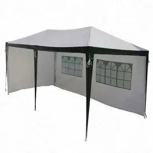 10 'X 12' Gazebo permukaan keras luar ruangan dengan rangka aluminium, kanopi Gazebo atap logam dengan tirai dan jaring