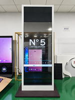 Pantalla Táctil Comercial de Metal con Soporte de Piso, Pantalla OLED Transparente para Señalización Digital, Pantalla para Publicidad en Tiendas Minoristas