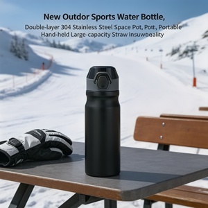 Bouteille d'eau pour sports de plein air, gobelet isotherme à double paroi <span class=keywords><strong>en</strong></span> acier inoxydable 304, tasse portable grande capacité avec paille - Product Image 1