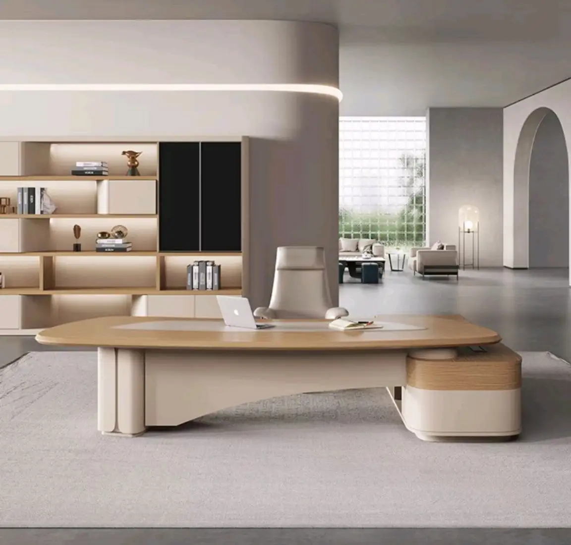 Furnitur komersial perabot kantor CEO bentuk L Modern di Tiongkok Modem 2.4m terlaris furnitur kantor kelas atas
