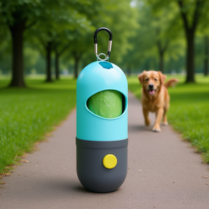 Porta Bolsas para Excremento de Perro con Dispensador y Linterna para la Eliminación de Desechos Caninos, 15 Rollos, Plástico Verde, Estilo Simple - Product Image 2