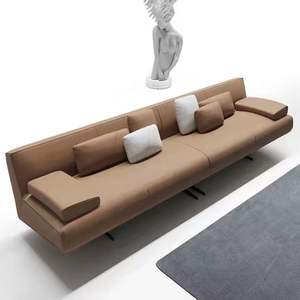 Set di divani moderni di lusso in pelle importata a forma di L Set di divani in stile italiano - Product Image 3