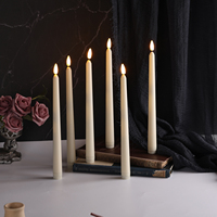 Matti's Ivory 3d Real Flame Plastic Light 10 Key Remote Control Candle Stick LED Taper Candle