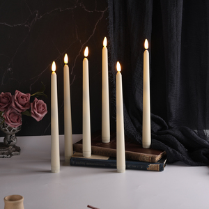 Matti's Ivory 3d Real Flame Plastic <strong>Light</strong> 10 Key Remote Control Candle Stick LED Taper Candle - Product Image 1
