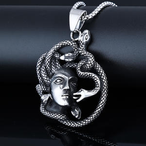 Ciondolo Serpente in Acciaio Pendenti Egiziani in Acciaio Inossidabile Antica Medusa Greca Ciondolo Serpente Vintage per Uomo e Donna - Product Image 3