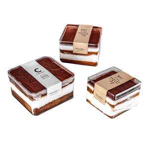 Hộp bánh quy trong suốt, bền, làm bằng nhựa hình chữ nhật, dùng đựng bánh ngọt, tiramisu, bánh kem - Product Image 2