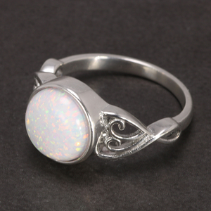 10mm Opal and Natural Lapis Stone Ring for Women 925 Sterling Silver Victorian Style Solitaire Ring Gift