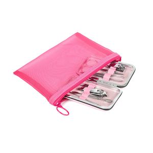 Tùy chỉnh kích cỡ màu hồng nylon lưới trang điểm mỹ phẩm túi dây kéo vẻ đẹp <span class=keywords><strong>Pouch</strong></span> - Product Image 3