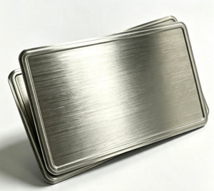 Custom Embossed Brushed Aluminum Rectangle <b>Name</b> <b>Plate</b> Self Adhesive Sticker Metal Label Stamping Technique for DVD Electronic - Product Image 1