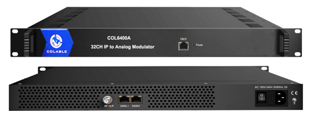 Catv Mpeg4 RF Modulator 32 in 1 Hevc H.265 H.264 Ip to Pal Ntsc Analog Modulator COL6400A