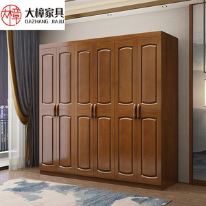 Armario de Madera Maciza Dazhang Jiaju de 6 Puertas, Armario de Dormitorio de Roble, Ecológico, Moderno, Minimalista, para Uso Doméstico - Product Image 1