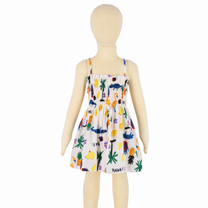 Abito Estivo per Bambina Stile Europeo-Americano con Spalline Sottili e Gonna Floreale in Poliestere - Product Image 5