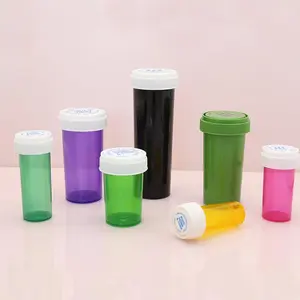8DR 13DR 30DR child resistant plastic pharmacy capsule bottle medical pill container with Reversible lid