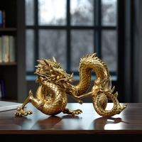 Statue de dragon de style chinois en métal moulé, gravée, découpée, imprimée, plaquée or, décoration d'intérieur, sculpture