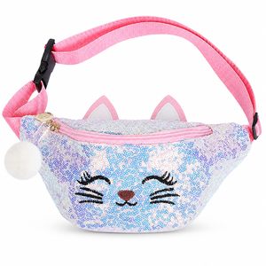 <span class=keywords><strong>Riñonera</strong></span> de lentejuelas brillantes <span class=keywords><strong>con</strong></span> diseño de gato para niñas, ligera, <span class=keywords><strong>con</strong></span> correa ajustable, venta al por mayor - Product Image 3