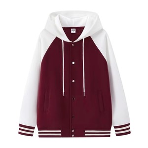 Veste de baseball à capuche personnalisée pour homme, boutonnée sur le devant, à manches longues, style varsity tricoté, pour tenue décontractée d'équipe - Product Image 2