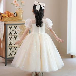 Robe à fleurs pour fête de <span class=keywords><strong>mariage</strong></span>, robe de princesse en dentelle bouffante avec nœud, <span class=keywords><strong>tenue</strong></span> d'anniversaire pour petites filles - Product Image 4
