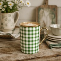 Mug à café en porcelaine personnalisé, design original, bord doré, impression décalcomanie, pour bureau et école, style vintage, chaud/froid