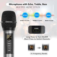 Microphone sans fil portable en métal à double canal UHF multifonctionnel DX6, adapté au karaoké, à la scène d'église