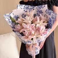 Papier d'emballage pour fleurs coréen imperméable, imprimé floral, double face, pour bouquets, fournitures pour fleuristes, vente en gros