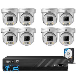 Sistema de Cámara CCTV NVR de 8 Canales GWSECU, 6MP 5MP PoE <span class=keywords><strong>PTZ</strong></span> IP, Panorámica, Inclinación, Zoom, Gran Angular, IA, Audio Bidireccional, Visión Nocturna a Todo Color, HDD - Product Image 1