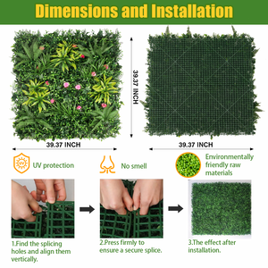Pannelli di Siepe Artificiale Verde 1mx1m in PE Resistente ai Raggi UV, Piante Verticali Tropicali per Interni ed Esterni, Hotel e Resort - Product Image 4