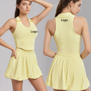 Ensemble jupe plissée gonflée d'été pour femmes Badminton Golf Tennis Wear Outfit 2 Piece Inside Pockets Quick Dry Girl Tennis Skirts Set - Product Image 1