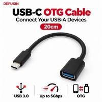 Kabel USB 3.0 OTG DEFUXIN 20cm 5Gbps USB C Male ke USB A Female Adapter untuk MacBook iPad Samsung Galaxy USB Flash Drive (Ready Stock)