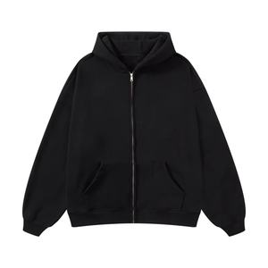 TKAN230D hommes lourds 500gsm Double couche surdimensionné luxe coton personnalisé recadrée 3D broderie bouffée impression pull à capuche - Product Image 2