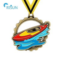 Médaille personnalisée de voile de canoë-kayak rafting avec ruban Médaille de médaillon Médaille personnalisée de canoë raftings