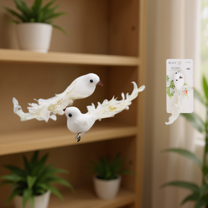 Accessorio Decorativo Uccello con Clip 15cm Bianco - Product Image 3