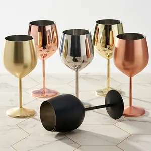 FSE bicchiere da Cocktail da 450ml bicchieri da vino metallici bicchiere da vino in metallo a doppia parete bicchiere da vino in acciaio inossidabile