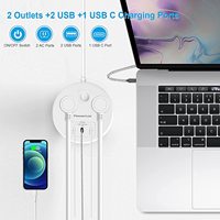 Regleta de Enchufes 5 en 1 con 2 Tomas de Corriente y 2 Puertos USB (PD 45W/USB C) para Teléfono Móvil y Cámara - Certificación ETL/FCC con 2 Años de Garantía