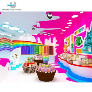 Muebles de tienda de dulces, accesorios de tienda de dulces personalizados, diseño Interior colorido, pantalla de piruleta
