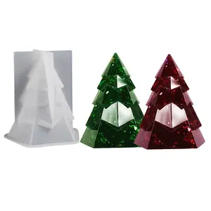 CARATTE DIY Origami pohon Natal lilin silikon cetakan geometris bentuk pohon silikon cetakan coklat kue