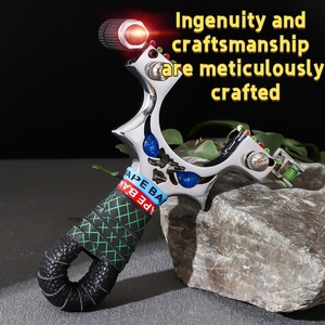 Tirachinas de aleación sin clip, para exteriores, con mira de ojo azul, modelo <span class=keywords><strong>Little</strong></span> Monster, tirachinas recto competitivo para caza - Product Image 5