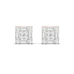 <b>Square</b> Baguette Cut Lab Grown <b>Diamond</b> 10K Gold Plated <b>Earrings</b> Elegant Sparkling Design Trendy for Women Jewelry Gift Classic - Product Image 3