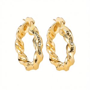 Orecchini a Cerchio Anto Mythos Placcati Oro, Design Intrecciato per Donna, Gioielli alla Moda in Lega Metallica 18K - Product Image 1