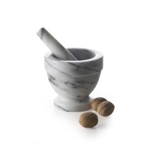 Mortero y Pilón de Mármol Gris Excelsa de 10x15,5x10 cm para Preparación de Pesto, Hierbas y Especias - Product Image 2