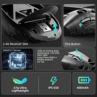 Souris de jeu sans fil Aula SC620, tri-mode 2,4 GHz/USB-C/BT5.3, 12000 DPI, macro programmable, rétroéclairage RVB, touches Rapid Fire, 8 boutons