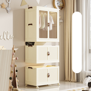 Placards multifonctionnels de <span class=keywords><strong>rangement</strong></span> de vêtements et jouets pour enfants Armoire de <span class=keywords><strong>rangement</strong></span> mobile pour chambre à coucher Organisateur de penderie en plastique avec roulettes - Product Image 3