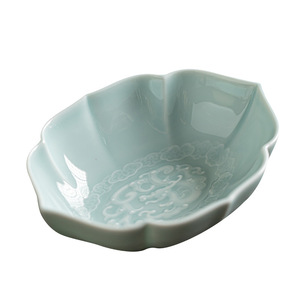 Assiette à fruits en céramique, porcelaine, design rétro luxueux, pour servir des collations et des desserts lors de fêtes, avec motif de crabapple et de dragon. - Product Image 5