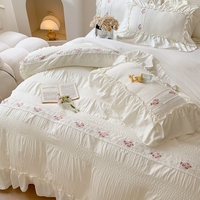 Ensemble de draps de lit 4 pièces en lin brossé épaissi doux pour la peau, taille Queen et King, literie confortable