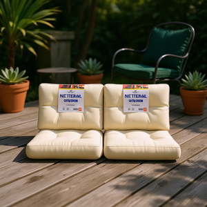 Coussin d'extérieur Netterail couleur crème, taille moyenne, résistant à l'eau, matelassé, toutes saisons - Product Image 2